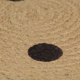Berkfield Home Handmade Rug Jute with Print Polka Dot 120 cm in Black - Size: Medium - thumbnail 5
