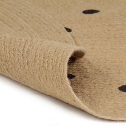 Berkfield Home Handmade Rug Jute with Print Polka Dot 120 cm in Black - Size: Medium - thumbnail 2