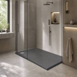 Balterley Contemporary Rectangular Shower Tray, 1700x900mm in Grey - thumbnail 4