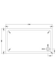 Balterley Contemporary Rectangular Shower Tray, 1700x900mm in Grey - thumbnail 2
