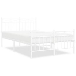 Berkfield Home Metal Bed Frame with Headboard & Footboard White 120x200 cm - Size: Small Double - thumbnail 2