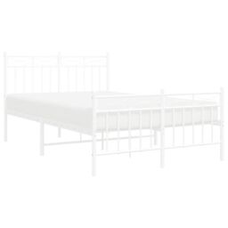 Berkfield Home Metal Bed Frame with Headboard & Footboard White 120x200 cm - Size: Small Double - thumbnail 3