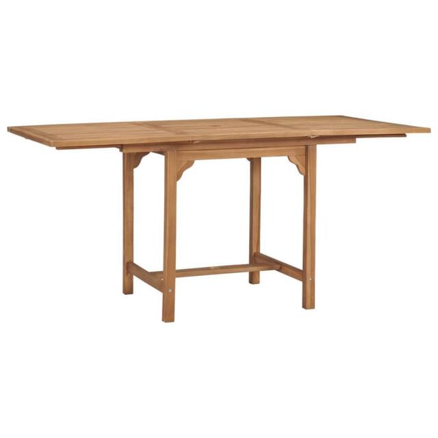 Berkfield Home Extending Garden Table (110-160)x80x75cm Solid Teak Wood in Brown - Size: (110-160)x80x75 cm - image 1