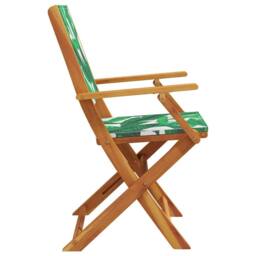 Berkfield Home Beautiful Garden Chairs 2 pcs Leaf Pattern Solid Wood Acacia and in Green - thumbnail 6
