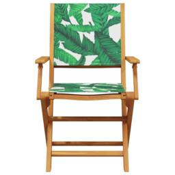 Berkfield Home Beautiful Garden Chairs 2 pcs Leaf Pattern Solid Wood Acacia and in Green - thumbnail 5