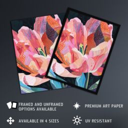 "Artery8 Pink Trumpet Lily Flower Colourful Folk Patterns Framed Wall Art - Size: W12"" x H16""" - thumbnail 2