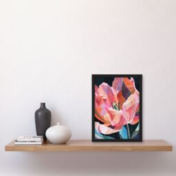 "Artery8 Pink Trumpet Lily Flower Colourful Folk Patterns Framed Wall Art - Size: W12"" x H16""" - thumbnail 4