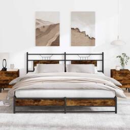 Berkfield Home Bed Frame without Mattress Smoked Oak 160x200 cm Engineered Wood in Brown - thumbnail 4