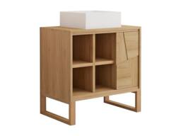 Vente-unique Freestanding Teak Bathroom Vanity Unit With Square Ceramic Countertop in Light Oak - thumbnail 6