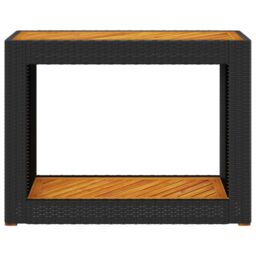 Berkfield Home Garden Side Table with Wooden Top Black 100x40x75 cm Poly Rattan - Size: 100 x 40 x 75 cm - thumbnail 6