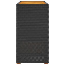 Berkfield Home Garden Side Table with Wooden Top Black 100x40x75 cm Poly Rattan - Size: 100 x 40 x 75 cm - thumbnail 5