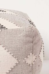 Homescapes Malmo Handwoven Textured Pouffe Bean Cube in Grey - thumbnail 4