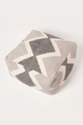Homescapes Malmo Handwoven Textured Pouffe Bean Cube in Grey - thumbnail 5