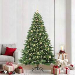 Berkfield Home Artificial Christmas Tree with 300 LEDs Green 210 cm PE & PVC - thumbnail 1