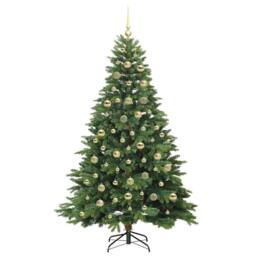 Berkfield Home Artificial Christmas Tree with 300 LEDs Green 210 cm PE & PVC - thumbnail 4