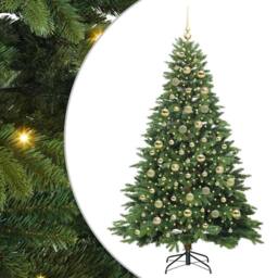 Berkfield Home Artificial Christmas Tree with 300 LEDs Green 210 cm PE & PVC - thumbnail 2