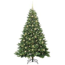 Berkfield Home Artificial Christmas Tree with 300 LEDs Green 210 cm PE & PVC - thumbnail 3