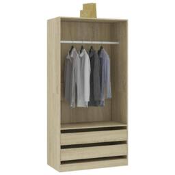 Berkfield Home Wardrobe Sonoma Oak 100x50x200 cm Engineered Wood in Light Oak - Size: 100 x 50 x 200 cm - thumbnail 4