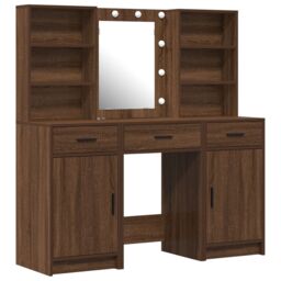Berkfield Home Dressing Table Set Set of 3 Old Wood Engineered wood in Brown - thumbnail 2