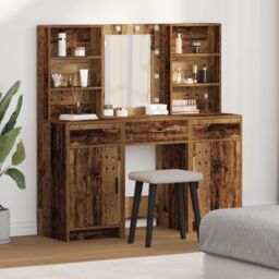 Berkfield Home Dressing Table Set Set of 3 Old Wood Engineered wood in Brown - thumbnail 1