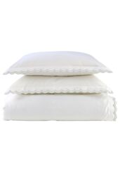 CHRISTY Scallop Edge Cotton Sateen Duvet Sets in Grey - Size: Single - thumbnail 2