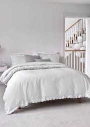 CHRISTY Scallop Edge Cotton Sateen Duvet Sets in Grey - Size: Single - thumbnail 4
