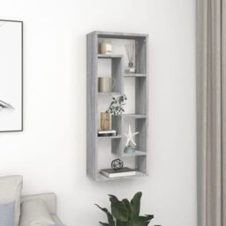 Berkfield Home Wall Shelf Grey Sonoma 36x16x90 cm Engineered Wood - Size: 36 x 16 x 90 cm - thumbnail 1