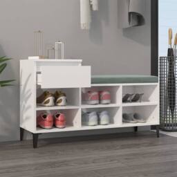 Berkfield Home Shoe Cabinet High Gloss White 102x36x60 cm Engineered Wood - Size: 102 x 36 x 60 cm
