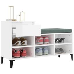 Berkfield Home Shoe Cabinet High Gloss White 102x36x60 cm Engineered Wood - Size: 102 x 36 x 60 cm - thumbnail 5