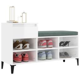 Berkfield Home Shoe Cabinet High Gloss White 102x36x60 cm Engineered Wood - Size: 102 x 36 x 60 cm - thumbnail 4