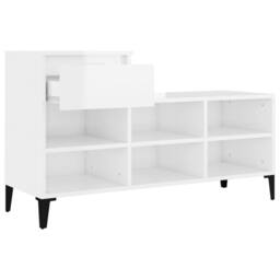 Berkfield Home Shoe Cabinet High Gloss White 102x36x60 cm Engineered Wood - Size: 102 x 36 x 60 cm - thumbnail 7