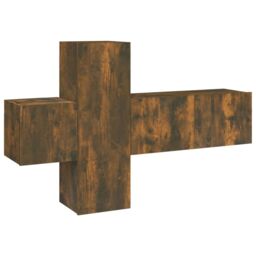 Berkfield Home 3 Piece TV Cabinet Set Smoked Oak Engineered Wood in Brown - thumbnail 2