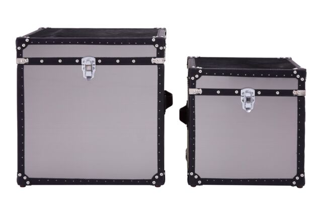 Orsina Black & White Genuine Cowhide Storage Trunk Set, Natural Leather Chest Storage Box, White Finish Chest Box - image 1