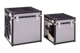 Orsina Black & White Genuine Cowhide Storage Trunk Set, Natural Leather Chest Storage Box, White Finish Chest Box - thumbnail 3