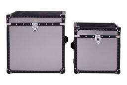 Orsina Black & White Genuine Cowhide Storage Trunk Set, Natural Leather Chest Storage Box, White Finish Chest Box