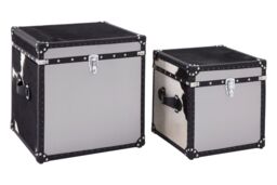 Orsina Black & White Genuine Cowhide Storage Trunk Set, Natural Leather Chest Storage Box, White Finish Chest Box - thumbnail 2