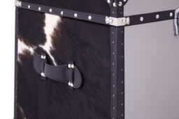 Orsina Black & White Genuine Cowhide Storage Trunk Set, Natural Leather Chest Storage Box, White Finish Chest Box - thumbnail 5
