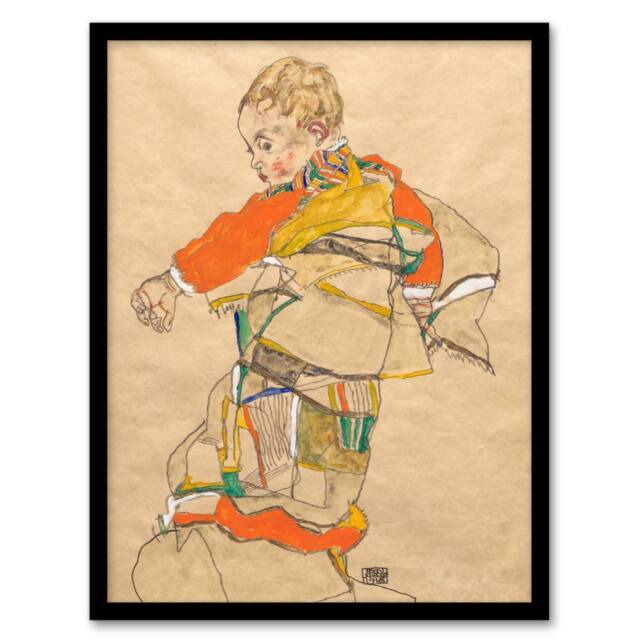 "Artery8 Anton Peschka Jr Portrait of a Child Schiele Framed Wall Art Print in Beige - Size: W12"" x H16""" - image 1
