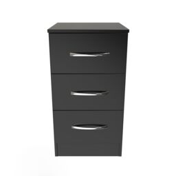 Ready Assembled 2 U Hampshire 3 Drawer Bedside Cabinet (Ready Assembled) in Black - thumbnail 1