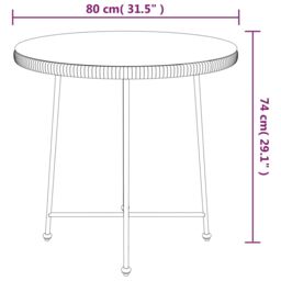 Berkfield Home Dining Table Black Ã˜80 cm Tempered Glass & Steel - thumbnail 6