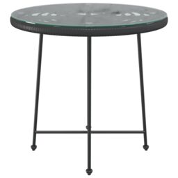 Berkfield Home Dining Table Black Ã˜80 cm Tempered Glass & Steel - thumbnail 3