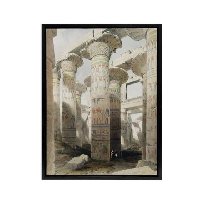 "Artery8 Karnak Temple Great Hypostyle Hall Roberts Black Framed Canvas Print in Beige - Size: W12"" x H16""" - image 1