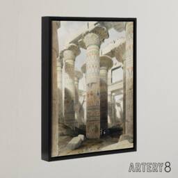 "Artery8 Karnak Temple Great Hypostyle Hall Roberts Black Framed Canvas Print in Beige - Size: W12"" x H16""" - thumbnail 2