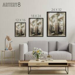 "Artery8 Karnak Temple Great Hypostyle Hall Roberts Black Framed Canvas Print in Beige - Size: W12"" x H16""" - thumbnail 4
