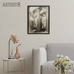 "Artery8 Karnak Temple Great Hypostyle Hall Roberts Black Framed Canvas Print in Beige - Size: W12"" x H16""" - thumbnail 3