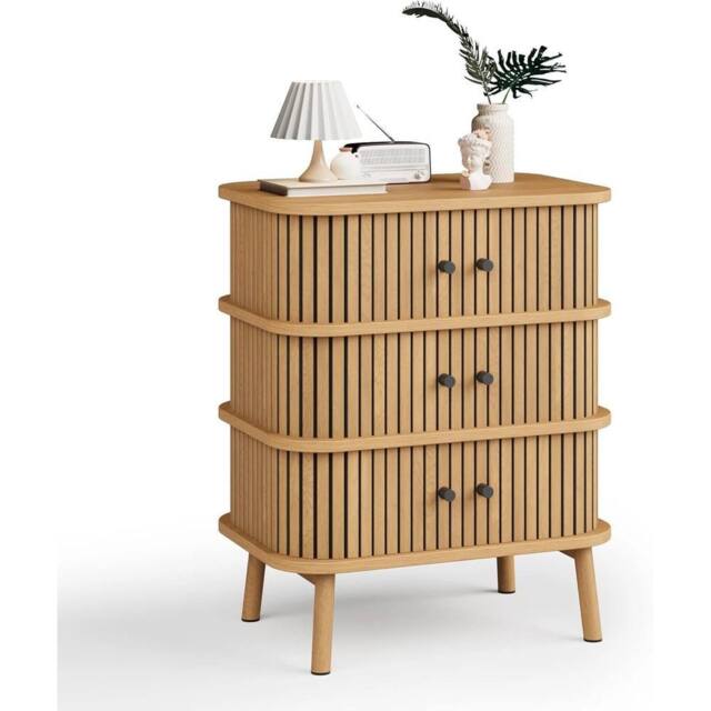 VOGREX Dresser 3 Drawer Chest Bedroom Storage Cabinet Closet in Light Oak - image 1