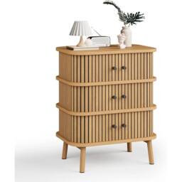 VOGREX Dresser 3 Drawer Chest Bedroom Storage Cabinet Closet in Light Oak - thumbnail 1