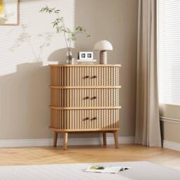 VOGREX Dresser 3 Drawer Chest Bedroom Storage Cabinet Closet in Light Oak - thumbnail 3