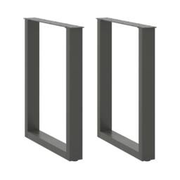 Berkfield Home Coffee Table Legs U-Shaped 2 pcs Anthracite 70x(72-73) cm Steel in Charcoal - thumbnail 1