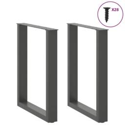 Berkfield Home Coffee Table Legs U-Shaped 2 pcs Anthracite 70x(72-73) cm Steel in Charcoal - thumbnail 3
